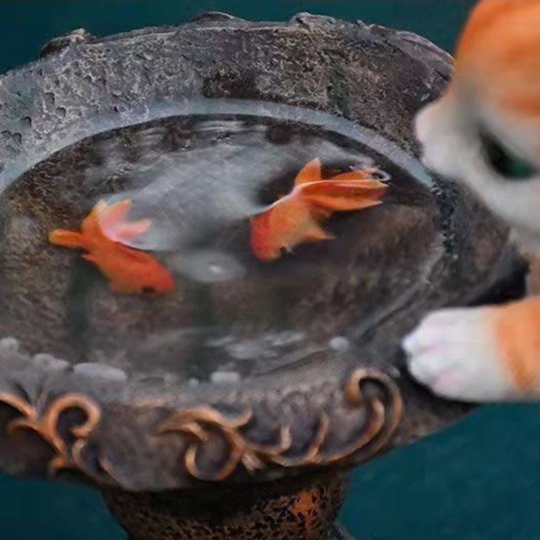Handcrafted Resin Cat Solar Garden Lights with Warm LED Glow