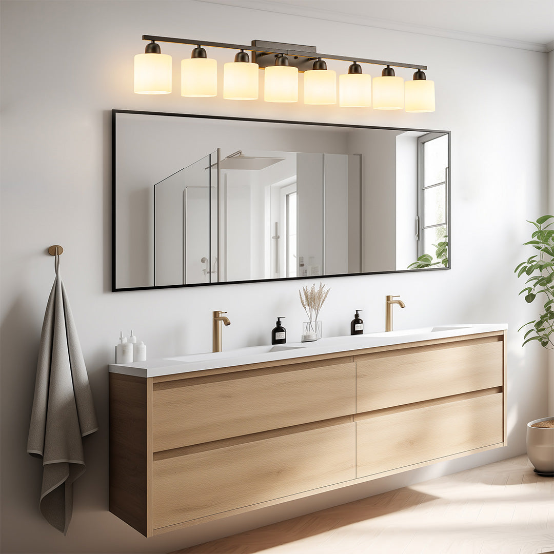 Modern Minimalist Vanity Light for Bathroom Mirror with Glass Shades