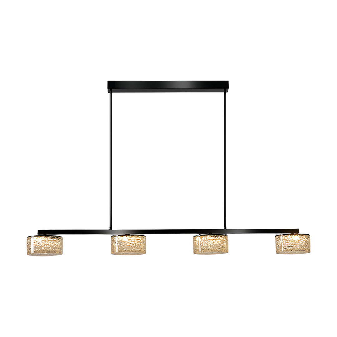Linear LED Pendant Light in Black and Gold with Adjustable Height
