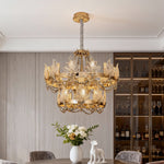 French Crystal Chandelier in Champagne Gold for Elegant Interiors