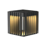 Modern Outdoor Pillar Light with Geometric Hollow Frame, Stainless Steel LED Post Lantern for Courtyard and Entryway