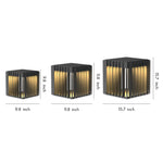Modern Outdoor Pillar Light with Geometric Hollow Frame, Stainless Steel LED Post Lantern for Courtyard and Entryway