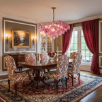 Fuchsia Prism Empire Chandelier – Hand-Blown Glass Pendant Light