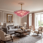 Fuchsia Prism Empire Chandelier – Hand-Blown Glass Pendant Light