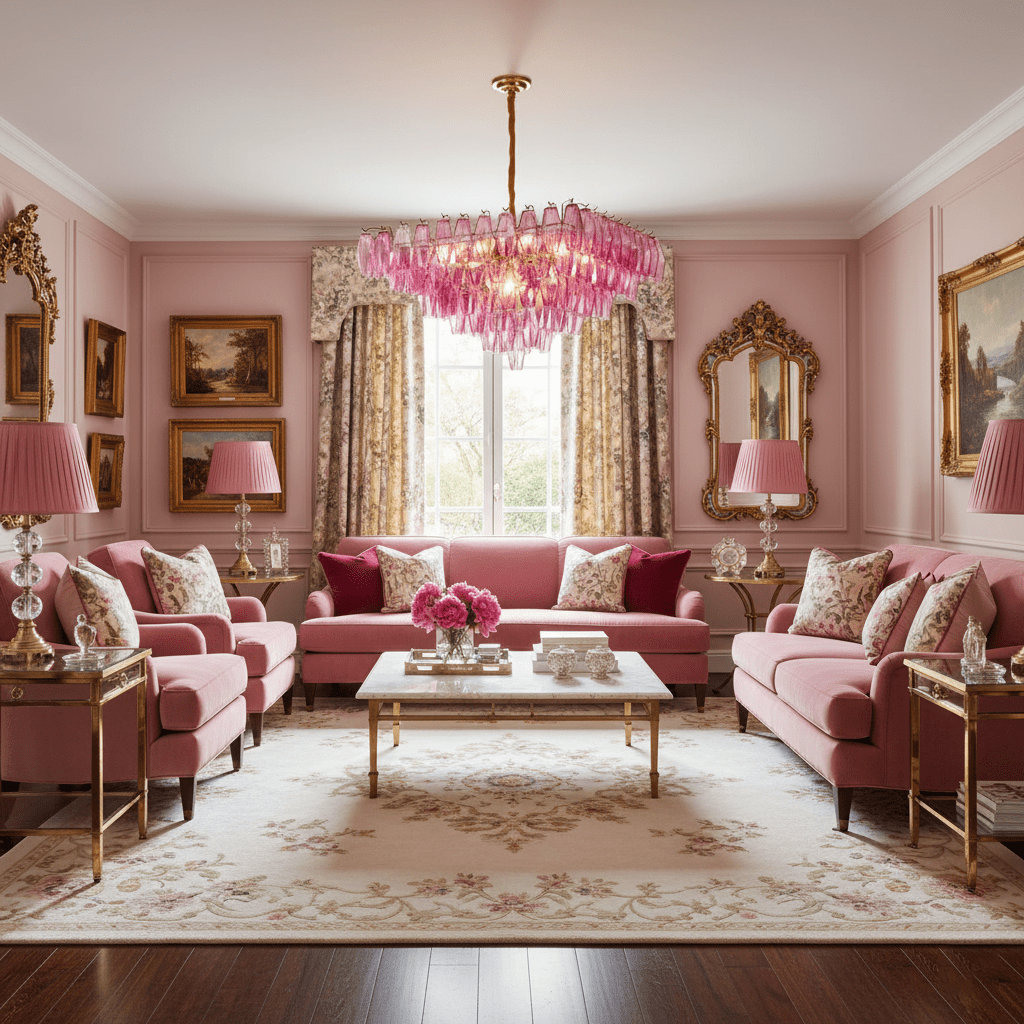 Fuchsia Prism Empire Chandelier – Hand-Blown Glass Pendant Light