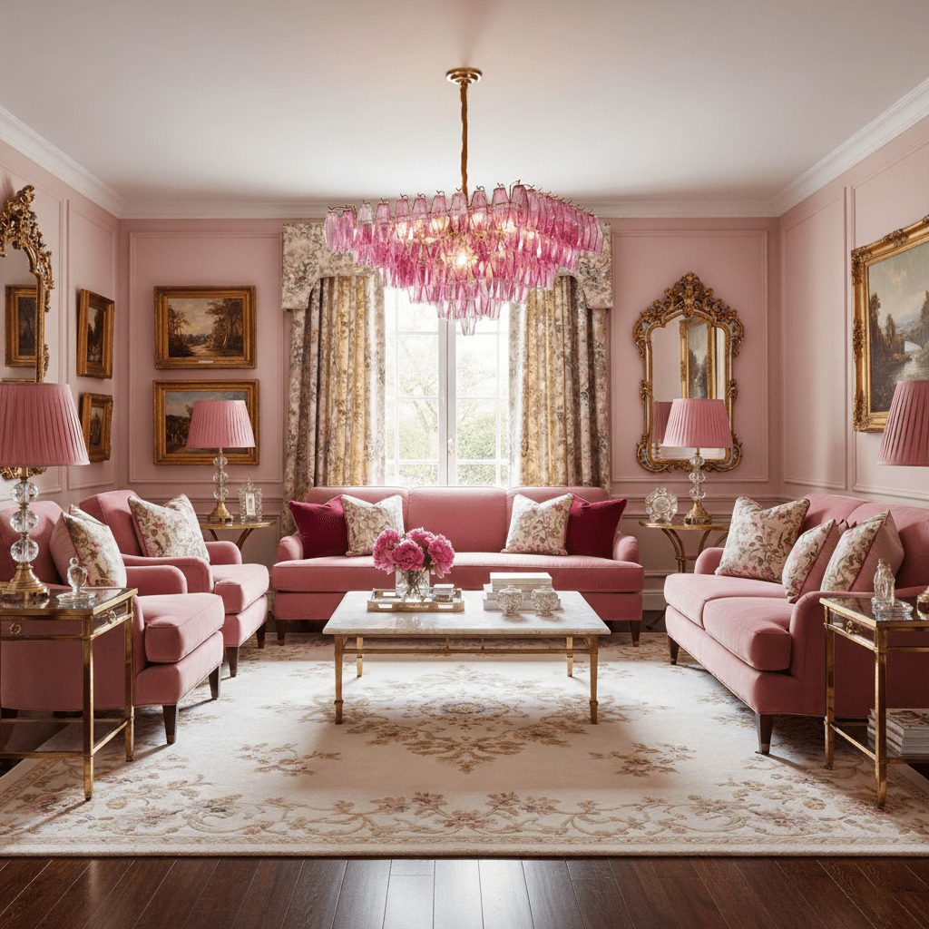 Fuchsia Prism Empire Chandelier – Hand-Blown Glass Pendant Light