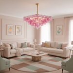 Fuchsia Prism Empire Chandelier – Hand-Blown Glass Pendant Light