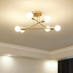 Modern Led Nordic Style Geometric Sputnik Semi Flush Mount Ceiling Light