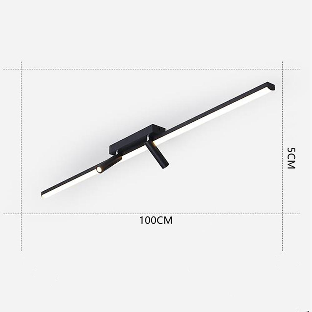 Unique 2 Spotlights Black Linear Semi Flush Mount Ceiling Led Light