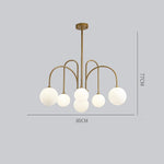 Sputnik Multi Light White Ball Glass Shade Pendant Lights Gold Black Curved Linear Chandelier 1