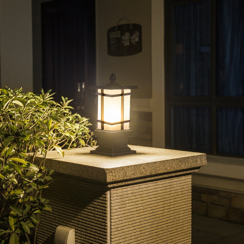 Pavilion Black Aluminum Outdoor Bollard Light with Warm LED