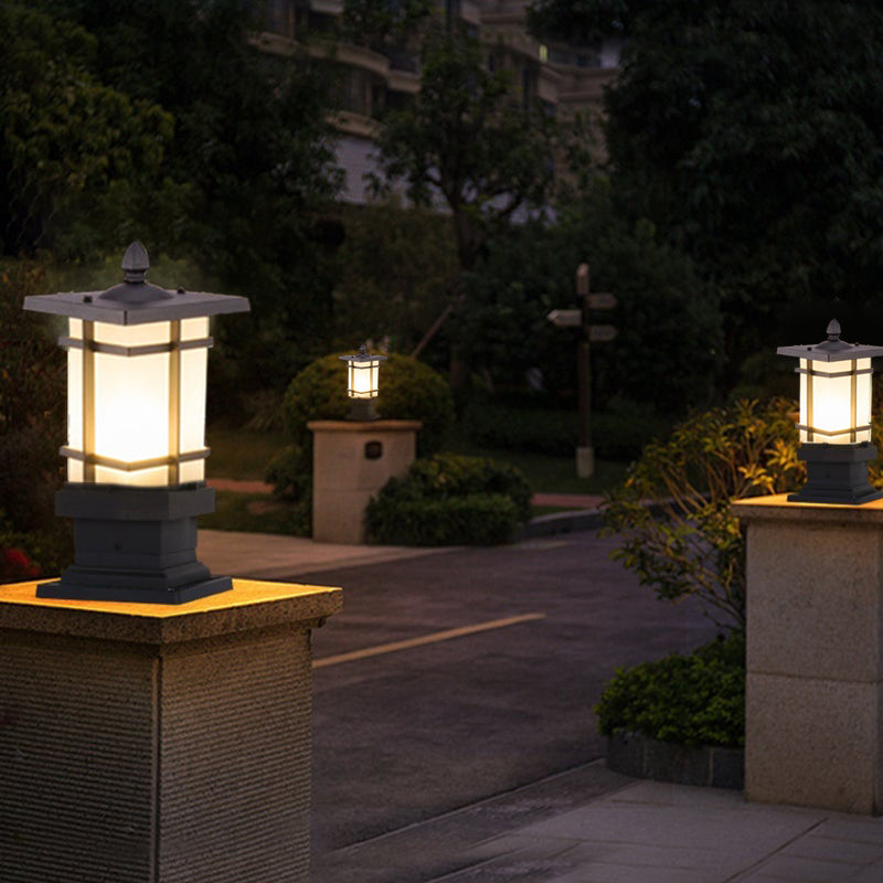 Pavilion Black Aluminum Outdoor Bollard Light with Warm LED