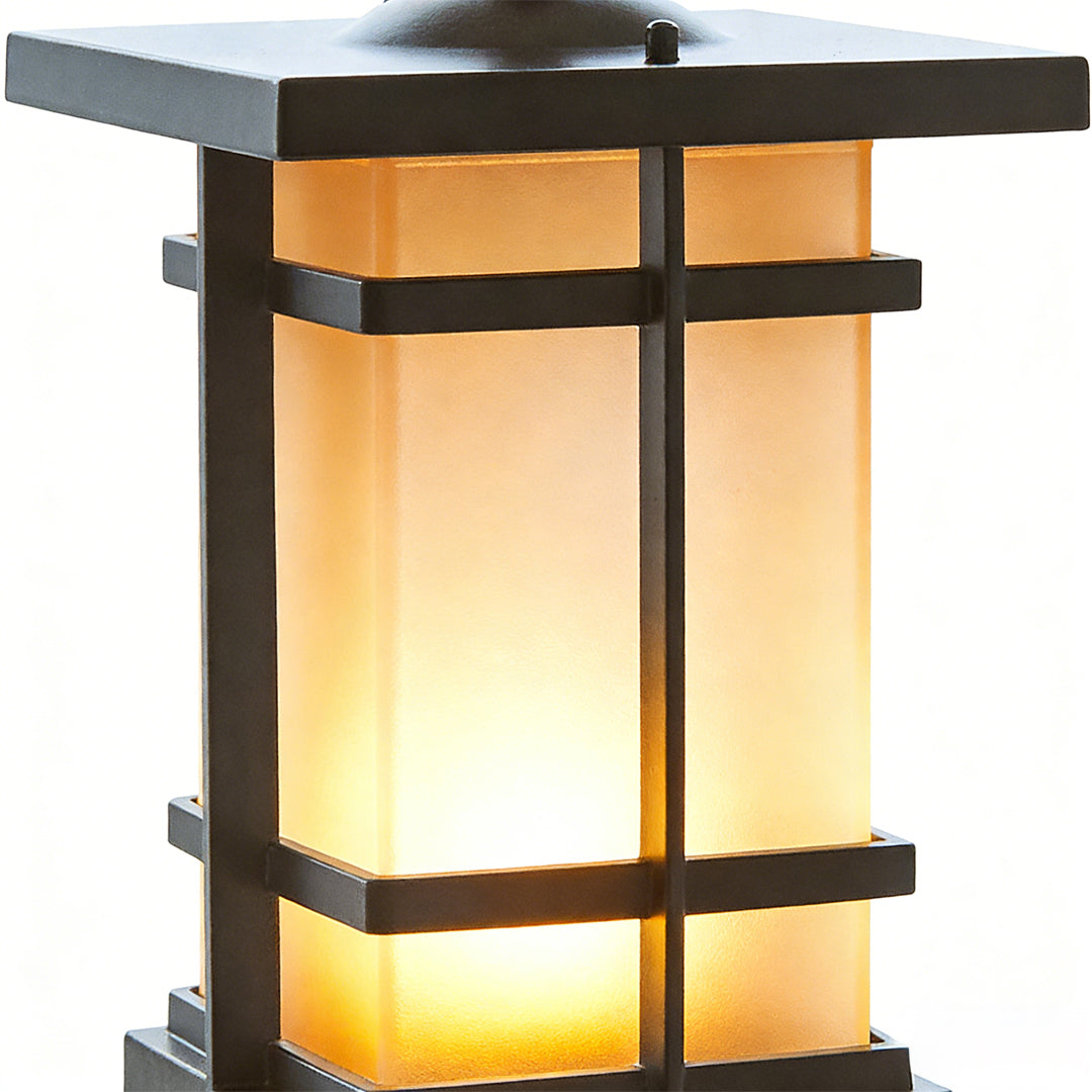 Pavilion Black Aluminum Outdoor Bollard Light with Warm LED