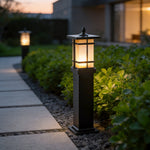Pavilion Black Aluminum Outdoor Bollard Light with Warm LED