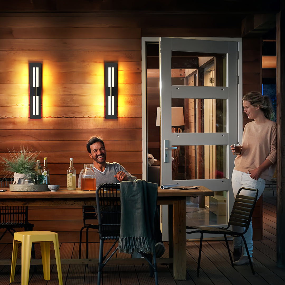 Linear Outdoor Wall Sconce in Black Aluminum with Warm LED Light