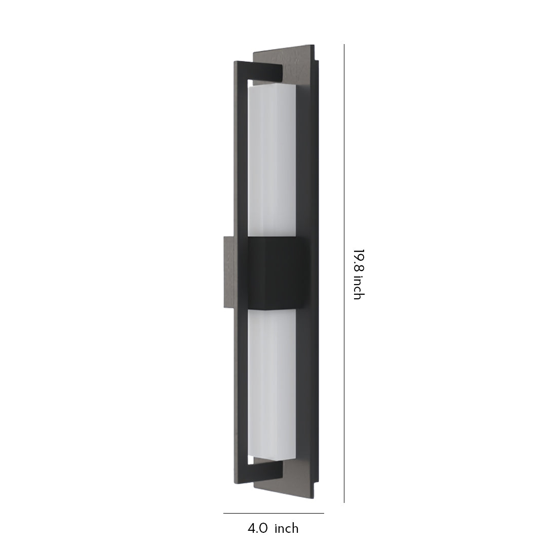 Linear Outdoor Wall Sconce in Black Aluminum with Warm LED Light