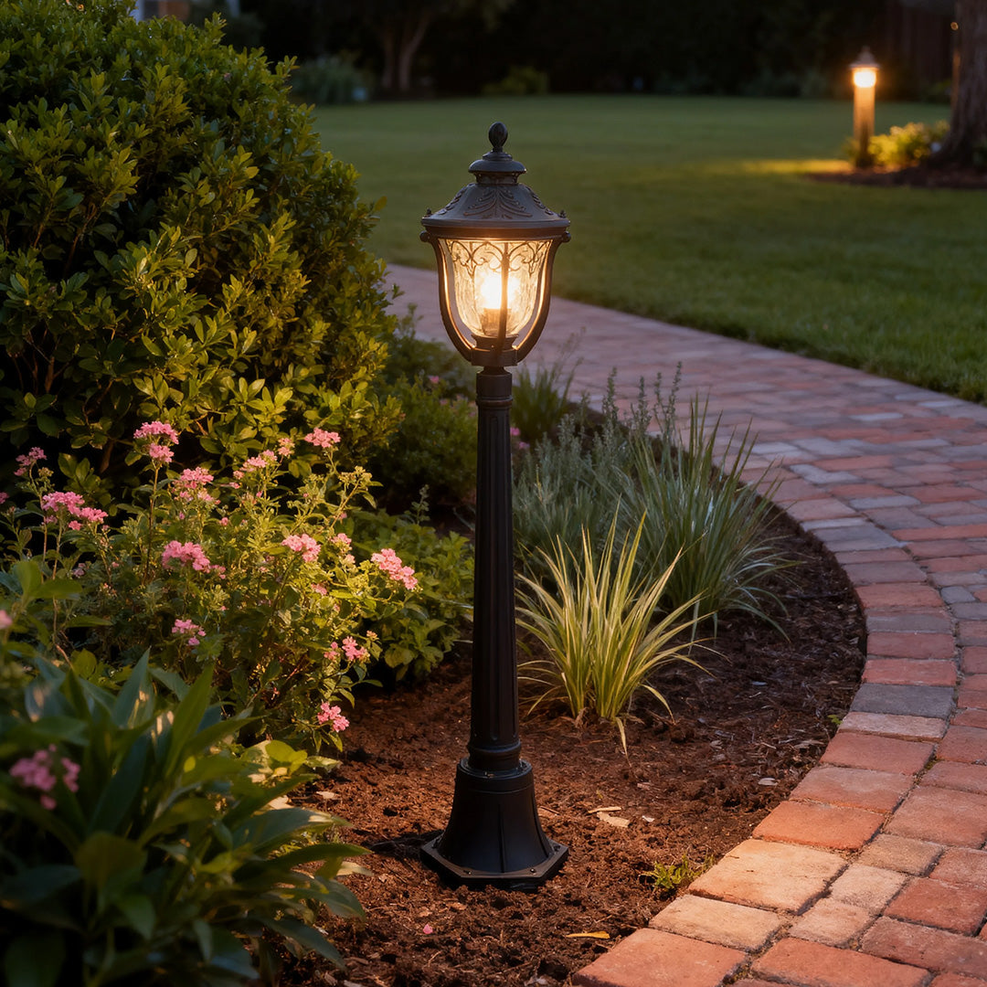 Aurelia Bollard Garden Light in Coffee Aluminum with Clear Glass
