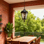 Outdoor Black Lantern Pendant Light with Adjustable Chain