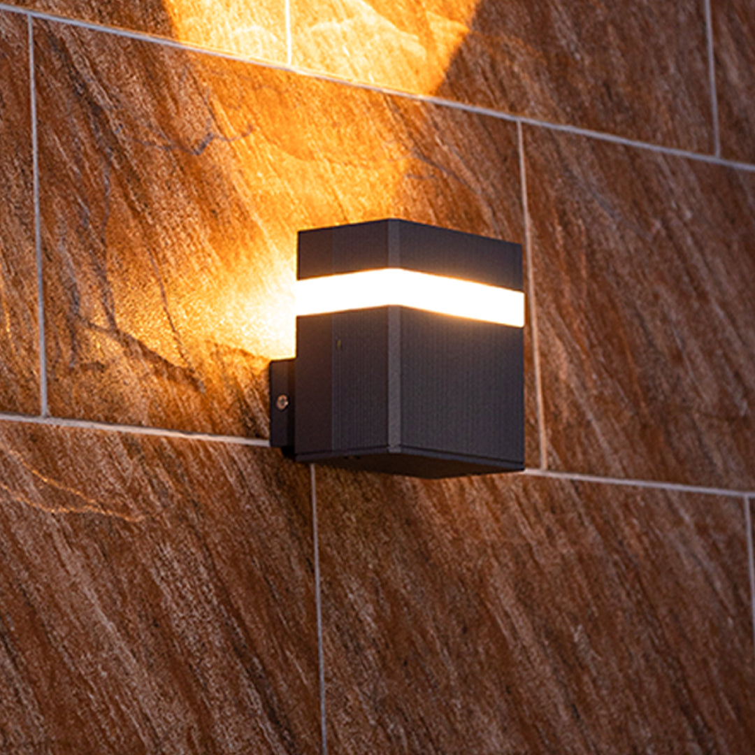Modern Industrial Outdoor Wall Light with Up and Down Illumination