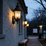 Rustic Outdoor Wall Sconce with Clear Glass Shade in Coffee Aluminum
