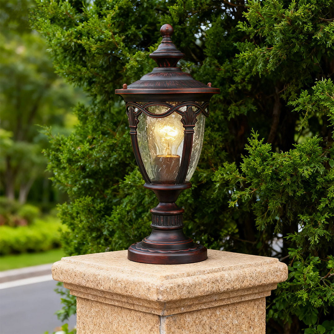 Outdoor Aluminum Column Pillar Light with Clear Glass Shade