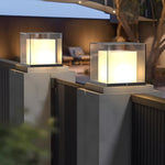 Luma Pillar Light — Waterproof Square Outdoor LED Gate Post Light in Matte Gray