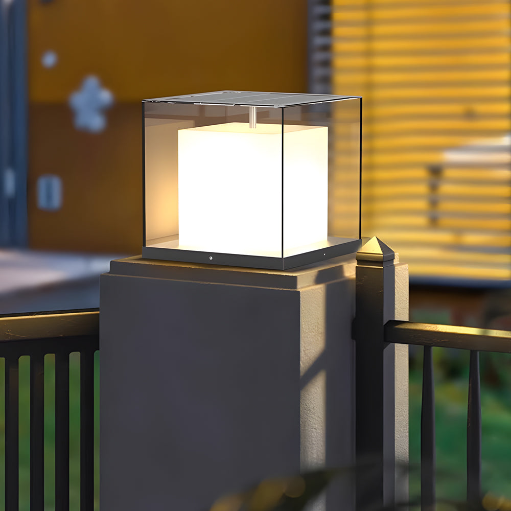 Luma Pillar Light — Waterproof Square Outdoor LED Gate Post Light in Matte Gray