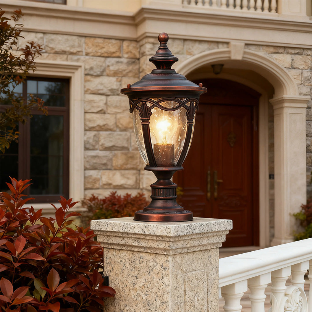 Outdoor Aluminum Column Pillar Light with Clear Glass Shade