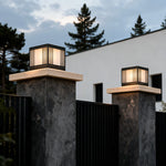 Copper Solar Gate Pillar Light – Modern Square Outdoor Lamp