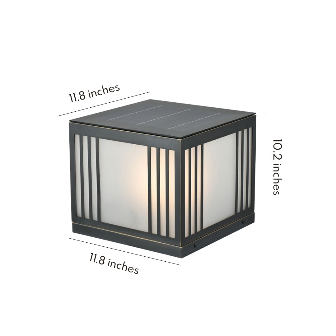 Copper Solar Gate Pillar Light – Modern Square Outdoor Lamp