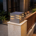 Modern Stainless Steel Outdoor Pillar Light with Solar & Hardwired Options