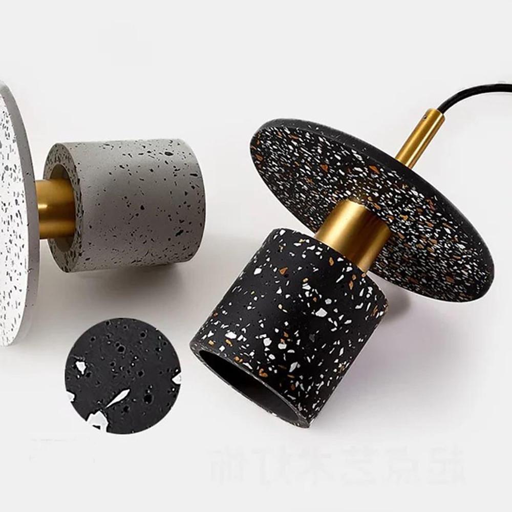 Terrazzo Inspired Cement Cylinder Led Pendant Lights Modern Island Lighting