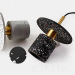 Terrazzo Inspired Cement Cylinder Led Pendant Lights Modern Island Lighting