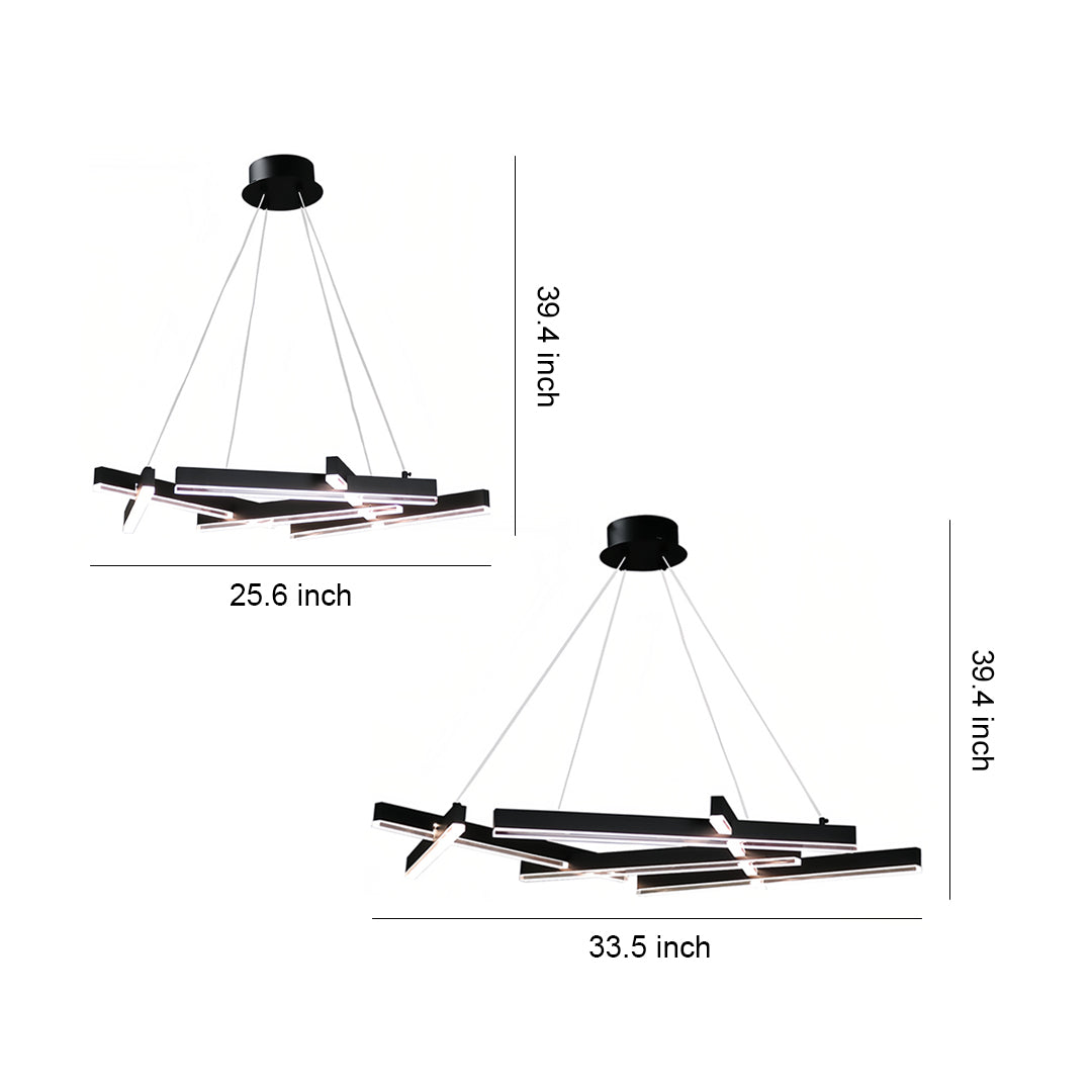 Modern Black Geometric LED Chandelier with Adjustable Hanging