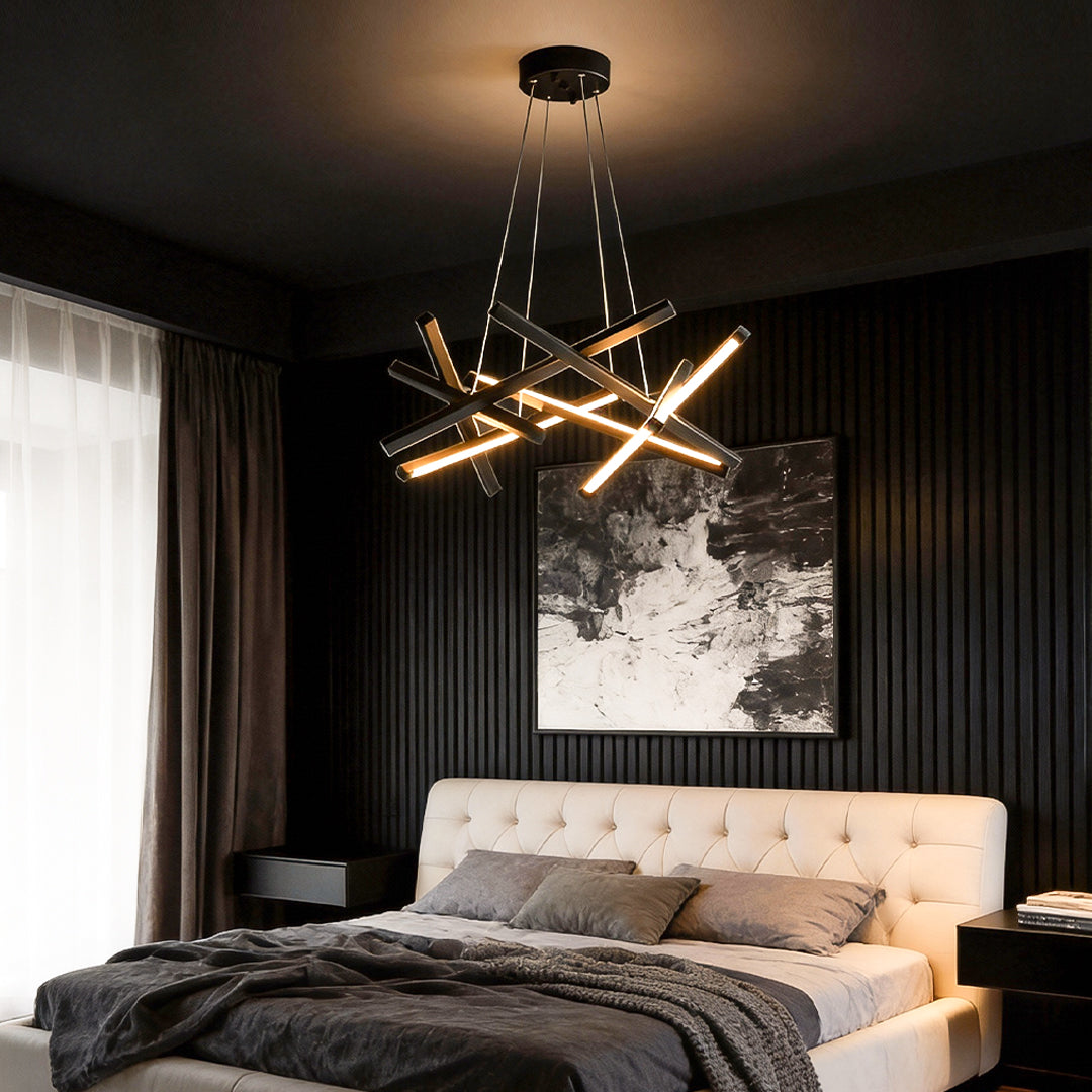 Satellite Geometric LED Chandelier in Black, Gold, or White