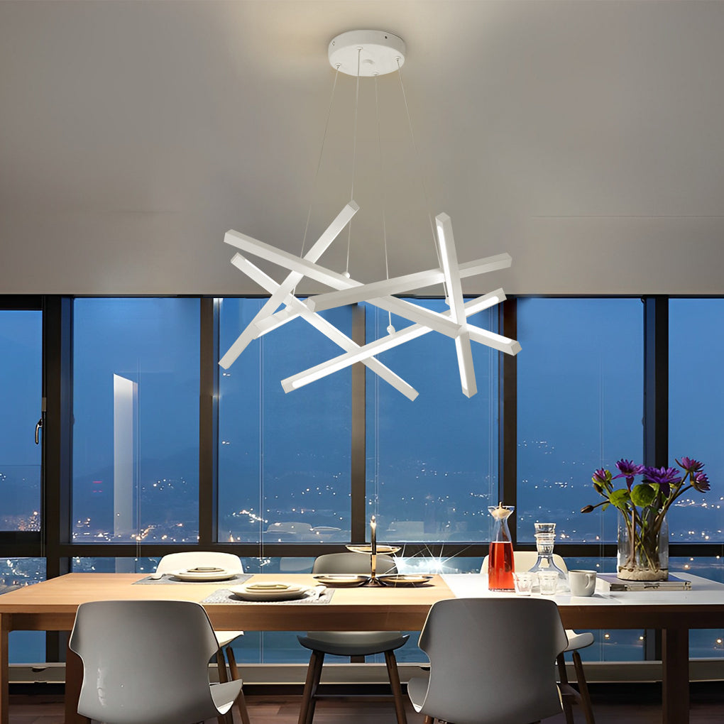Satellite Geometric LED Chandelier in Black, Gold, or White