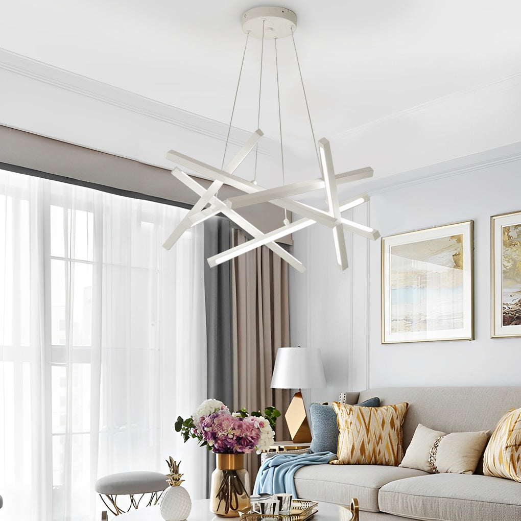 Satellite Geometric LED Chandelier in Black, Gold, or White