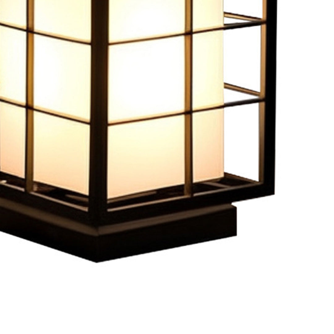 Modern Japanese Outdoor Lantern in Graphite Steel with Warm LED Glow