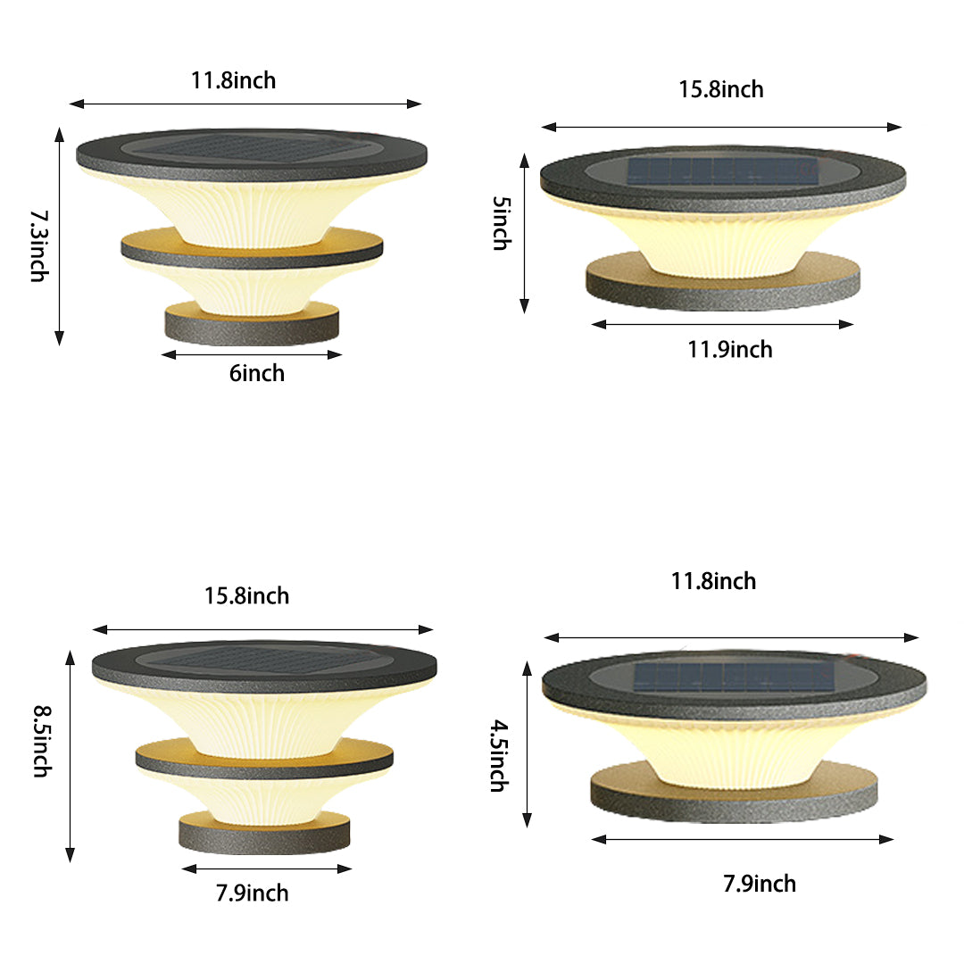 Modern Round Outdoor Pillar Lights in Black Stainless Steel