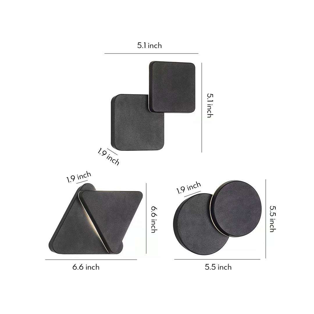 Geometric Outdoor Wall Sconce in Black Aluminum, IP54 Waterproof LED