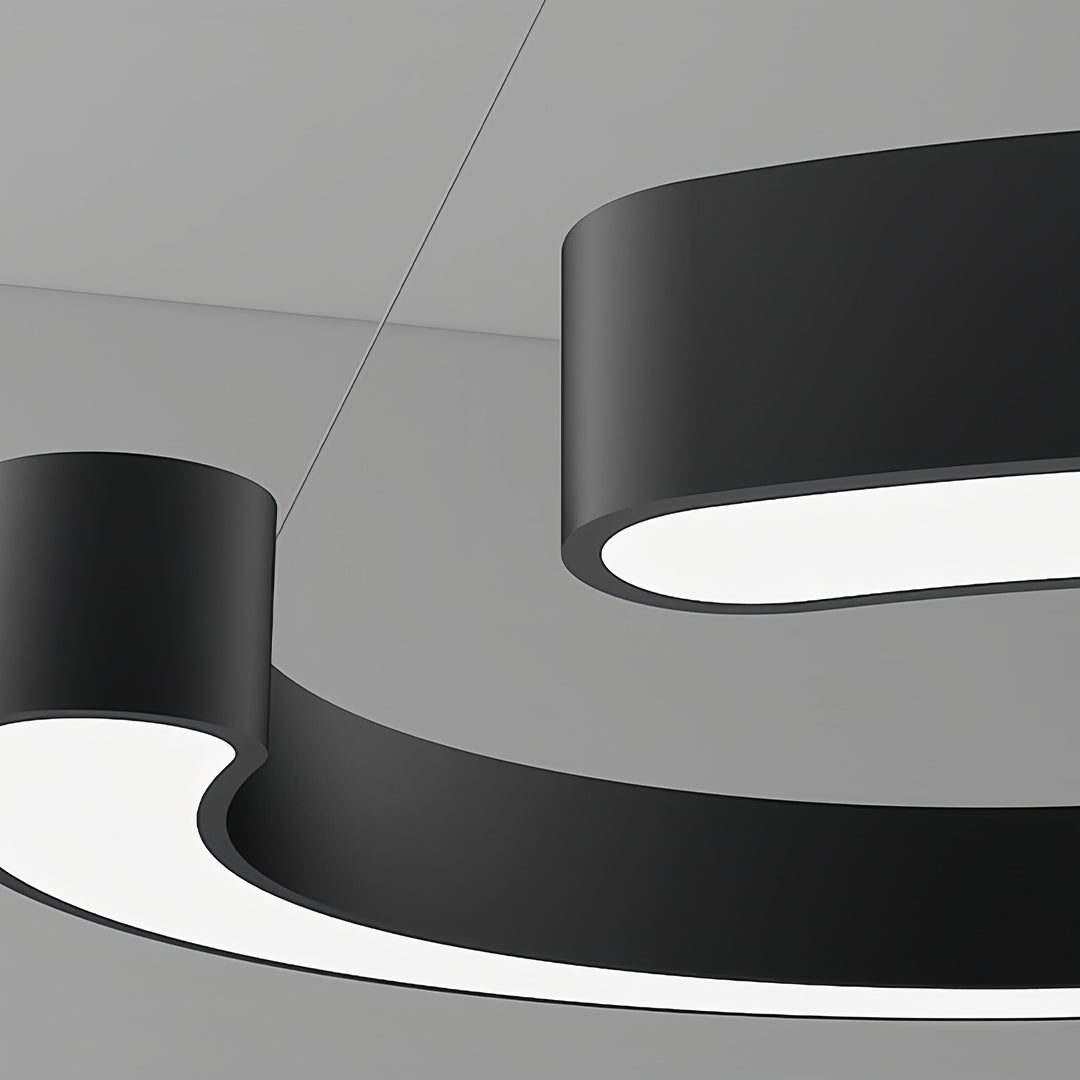 Geometric LED Pendant Light in Matte Black with Frosted Acrylic Shade