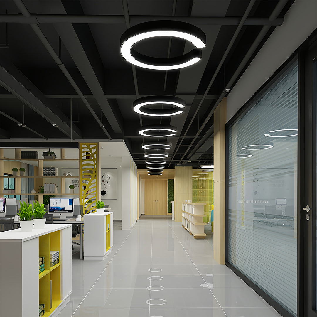 Geometric LED Pendant Light in Matte Black with Frosted Acrylic Shade