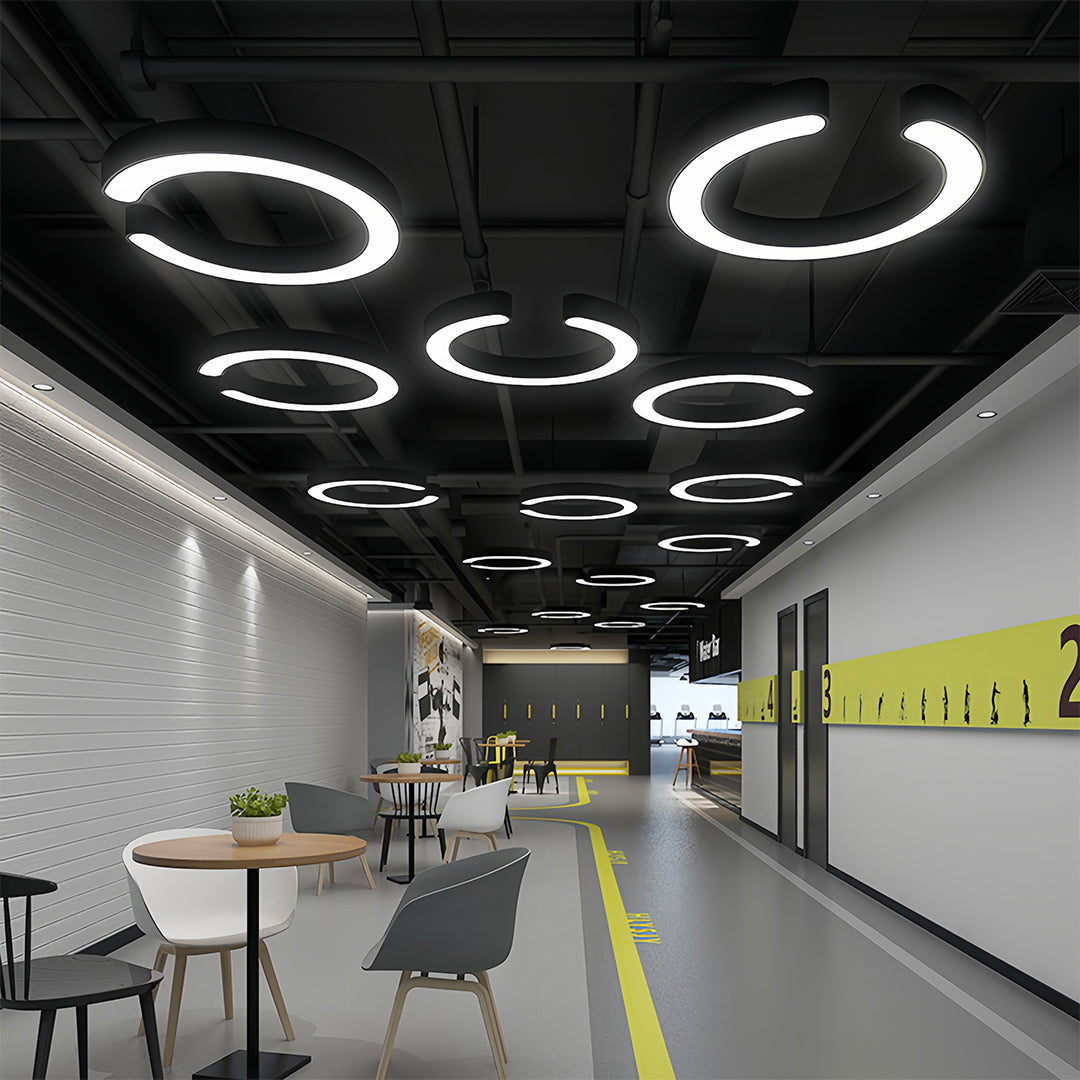 Geometric LED Pendant Light in Matte Black with Frosted Acrylic Shade