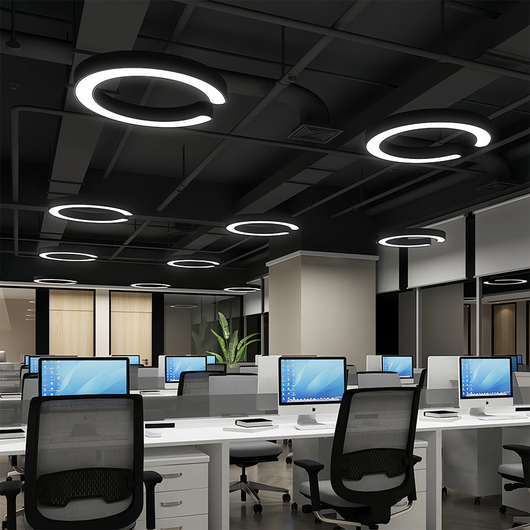 Geometric LED Pendant Light in Matte Black with Frosted Acrylic Shade