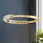 Modern Gold Crystal Ring Chandelier with LED Dimmable Lighting
