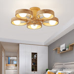 Scandinavian Rubberwood LED Chandelier | Modern Wood Pendant Light for Dining & Living Rooms