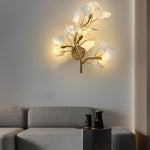 Ginkgo Leaf Wall Sconce in Gold Finish – Modern Botanical Lighting for Bedroom and Living Room