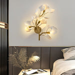 Ginkgo Leaf Wall Sconce in Gold Finish – Modern Botanical Lighting for Bedroom and Living Room