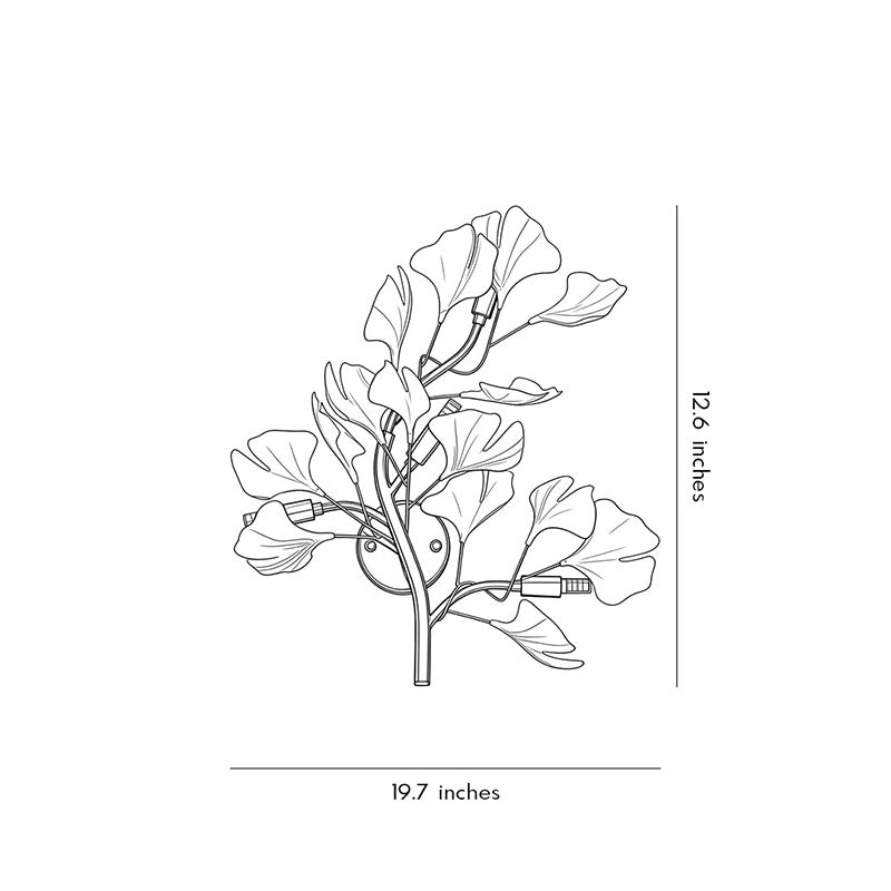 Ginkgo Leaf Wall Sconce in Gold Finish – Modern Botanical Lighting for Bedroom and Living Room