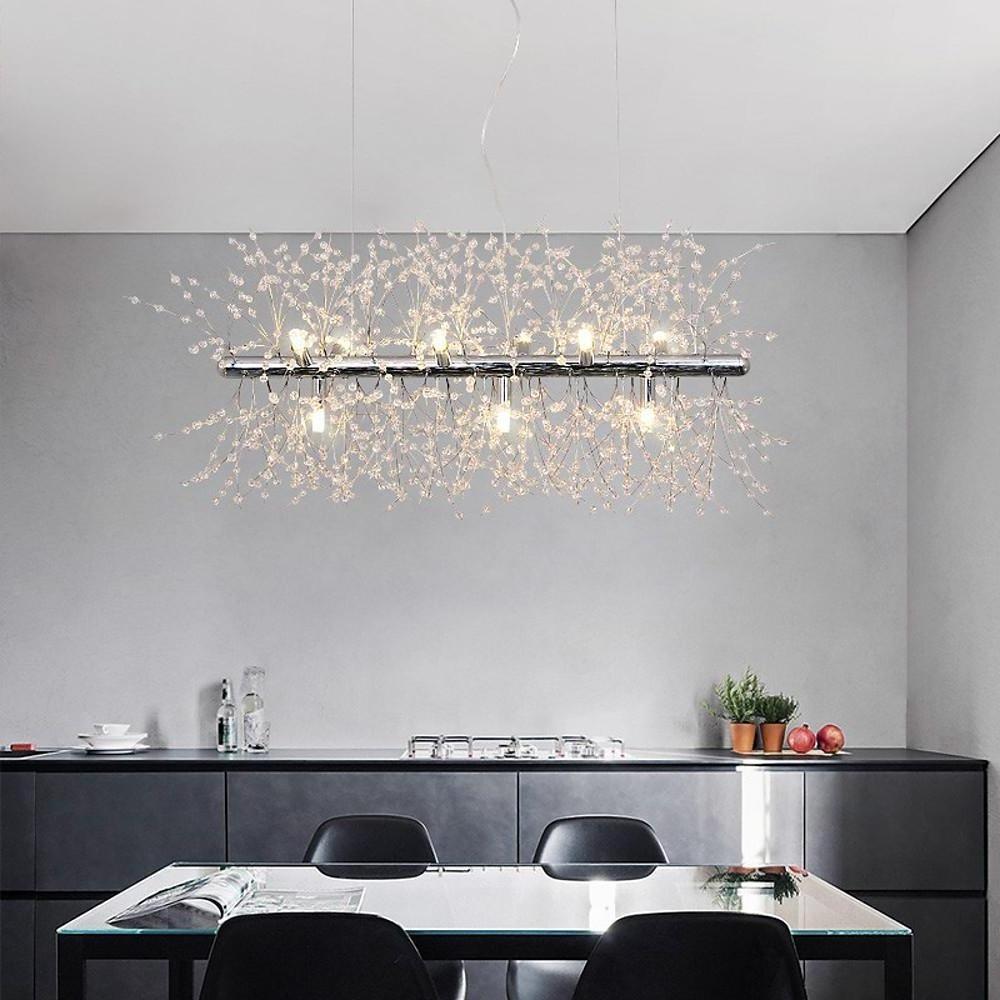 Luxury Modern Led Pendant Light With Electroplated Metal Crystal Design E26 E27 Compatible